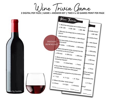 Wine Trivia Game Wine Tasting Game Wine Party Wine | Etsy