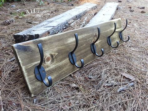 Rustic Hanging Wall Coat Rack. Handmade from solid wood, lightly ...