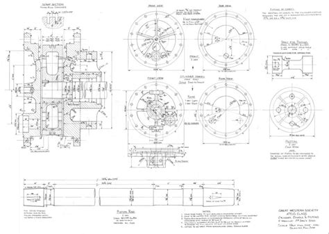 Traditional drawings used to design components for steam locomotive 4709