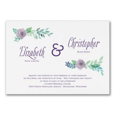 Purple Watercolor Floral - Invitation | Carlson Craft Wedding ...