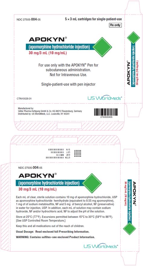 DailyMed - APOKYN- apomorphine hydrochloride injection