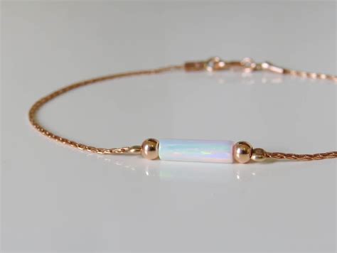 White Opal Bracelet Opal Bead Bracelet Opal Rose Gold - Etsy