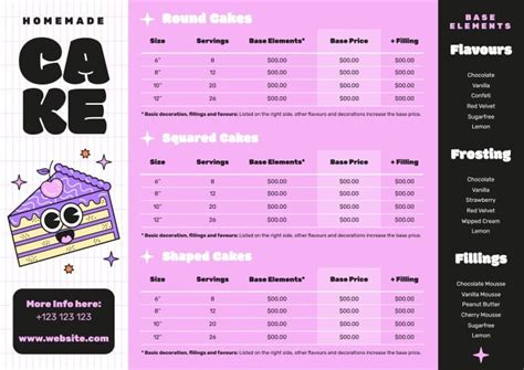 Design this Hand-drawn Creative Homemade Cake Price List ready-made ...