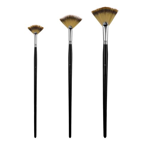 HEALLILY 3pcs Artist Fan Paint Brushes Set Nylon Fan- Shaped Painting ...