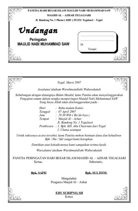 √ 5 Contoh Undangan Maulid Nabi Format Word Bisa Edit - ONPOS