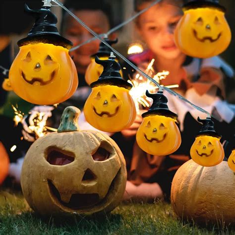 Halloween Pumpkin Lights Lanterns 10/20/40 Led 3d Pumpkin String Lights ...