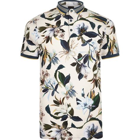 Big and Tall stone floral polo shirt - Polo Shirts - men | Floral polo ...