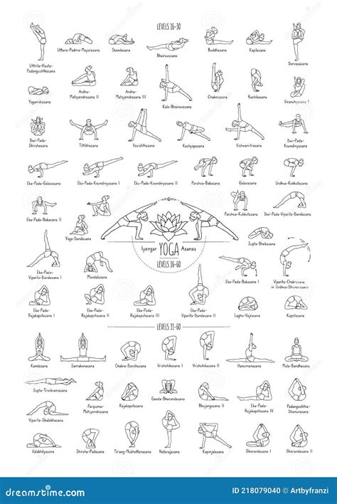 Iyengar Yoga Poses Levels 1-5 Cartoon Vector | CartoonDealer.com #218079047