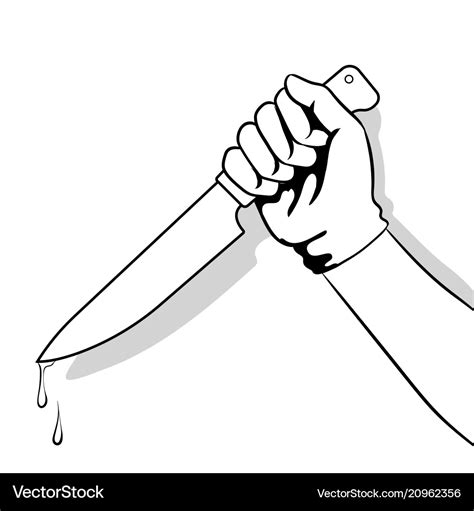 Bloody knife in hand coloring Royalty Free Vector Image