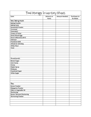 26 Printable Food Inventory Forms and Templates - Fillable Samples in ...