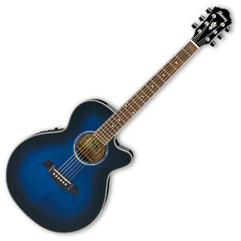 disc Ibanez AEG10E Electro Acoustic Guitar Trans Blue at Gear4music