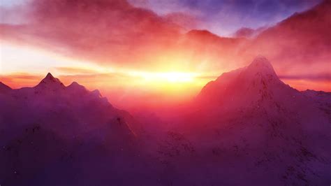 Snowy Mountain Sunrise Live Wallpaper - MoeWalls