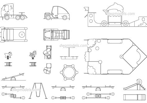 Kids playground equipments DWG, free CAD Blocks download