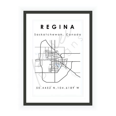 Regina SK Map Regina Saskatchewan Digital Map Minimalistic Digital Map ...