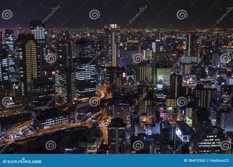 Night View at Osaka Japan, on the Top of Umeda Sky Building Editorial ...