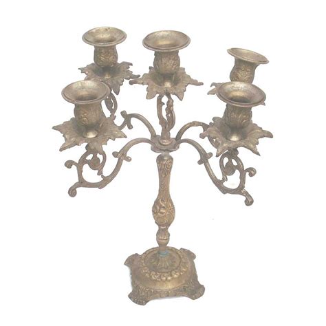 #LICA-12 Vintage Metal Candle Stand with Five Holders - The Antique Hut