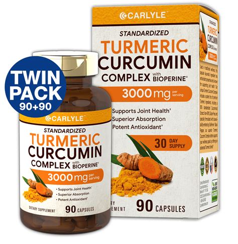 Turmeric Curcumin 3000 mg 180 Capsules | with 95% Standardized ...