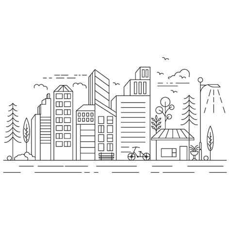 Premium Vector | City Building Line art Vector icon design illustration ...