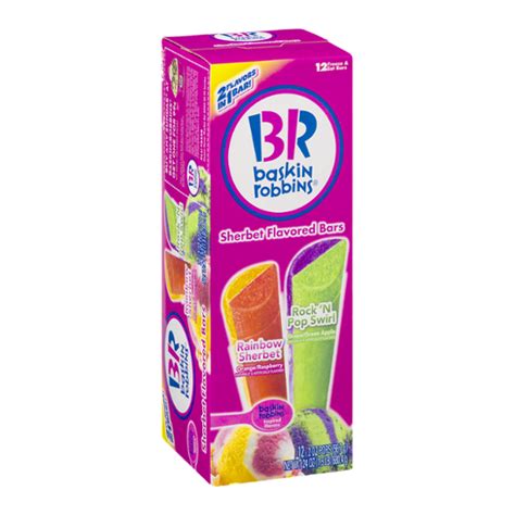 Baskin Robbins Sherbet Flavored Bars Rainbow Sherbet, Rock 'N Pop Swirl - 12 CT Reviews 2019