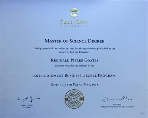 Completed the Entertainment Business Degree... - Reggie's Mastery Journal