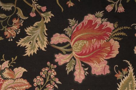 Floral Tapestry Upholstery Fabric in Black