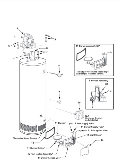 Rheem Gas Water Heater Parts Diagram