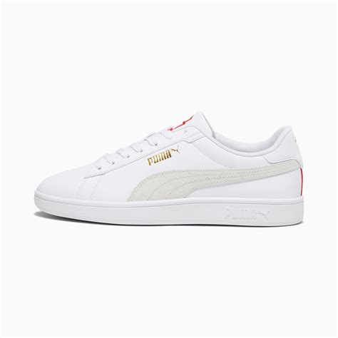 PUMA Smash Retro Sneakers | PUMA White-Warm White-Gold-For All Time Red ...