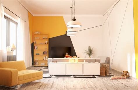 yellow accent living room | Interior Design Ideas