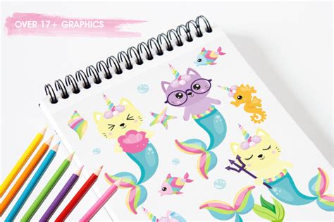 Mermaid Unicorn Cat By Prettygrafik Design | TheHungryJPEG