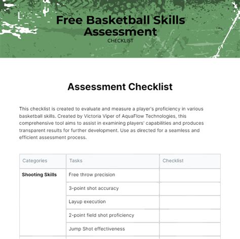 Free Basketball Skills Assessment Checklist - Edit Online & Download ...