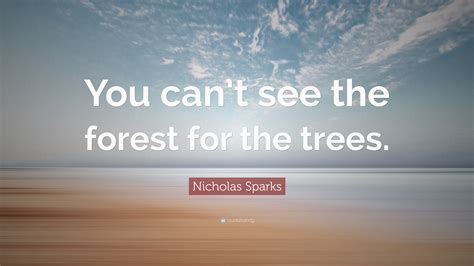 Nicholas Sparks Quote: “You can’t see the forest for the trees.”