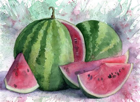 Watermelon Painting Kitchen Wall Art Fruit Artwork Food | Etsy