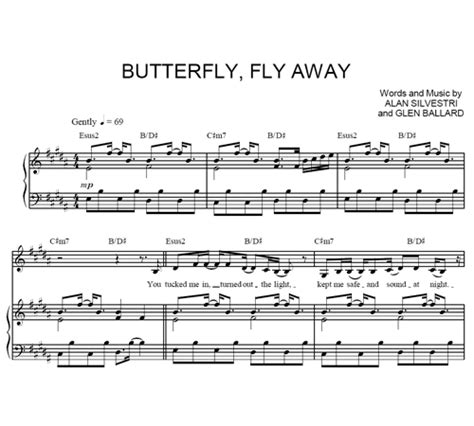 Butterfly, Fly Away - Hannah Montana - Miley Cyrus - sheet music - Purple Market Area