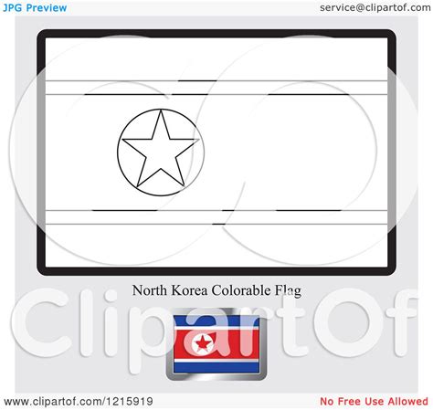 Clipart of a Coloring Page and Sample for a North Korea Flag - Royalty Free Vector Illustration ...