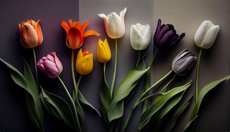 Free Photo | A vibrant bouquet of multi colored tulips outdoors generated by AI