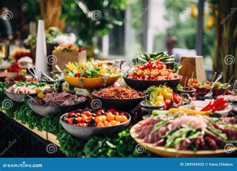 Buffet Table Full of Food in a Luxury Hotel Stock Illustration - Illustration of drink ...