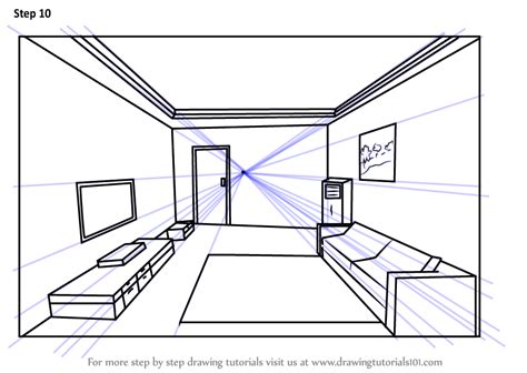 Learn How to Draw One Point Perspective Room (One Point Perspective) Step by Step : Drawing ...