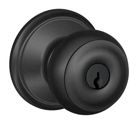 Schlage Georgian Matte Black Keyed Entry Knob, F51AGEO 622