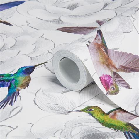 Unlimited Aruba Floral Birds Wallpaper | Departments | DIY at B&Q | Bathroom wallpaper, Bird ...