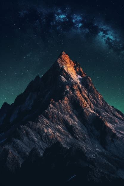 Nature landscape with mountains and starry night sky | AI-generated image