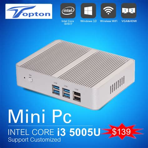 Intel CPU Barebone Mini PC Windows 10 Core i3 5005U Fanless PC Win 7/8 ...