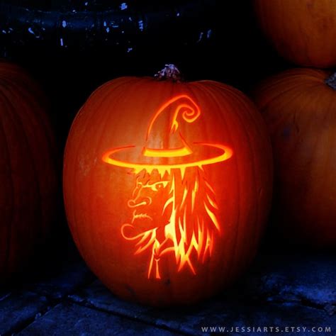 Witch Pumpkin Carving Stencils