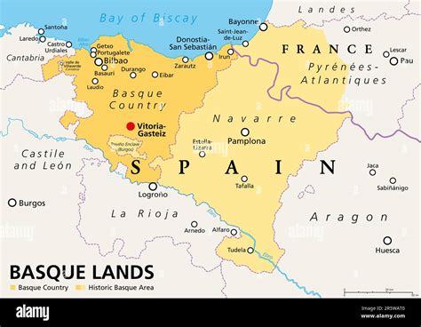 Tierras vascas, mapa político. País Vasco, comunidad autónoma de España ...