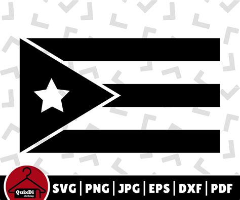 Puerto Rico Country Flag Svg, Black and White Silhouette Cricut Instant ...