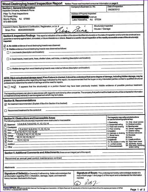 The inspiring Termite Inspection Report Template Inside Pest Control Inspection Report Template ...