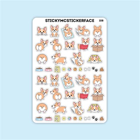 Corgi Stickers Dog Stickers Cute Corgi Kawaii Dogs Pet - Etsy