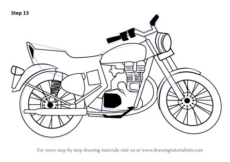 Learn How to Draw a Motorcycle (Two Wheelers) Step by Step : Drawing Tutorials