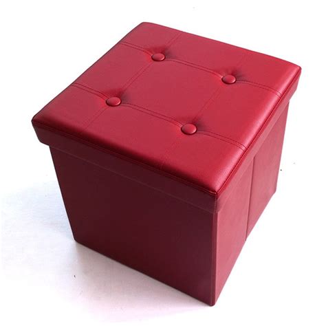 Cubic Square Stool Or Ottoman Chair Pouf Pvc Folding Storage Box Home Ottoman Furniture ...