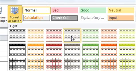 Excel 2010: Formatting Tables