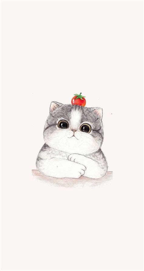 Download Cute Cat Art Drawing Wallpaper | Wallpapers.com